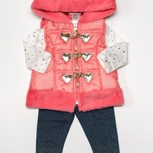 Little Lass Baby Girl 3pc Heart Vest Set 12m